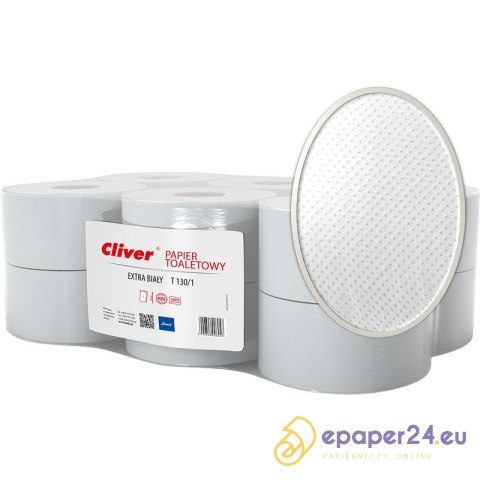 Papier toaletowy Cliver 130m 1w makulatura biały (12) Papier toaletowy Cliver 130m 1w makulatura biały (12)