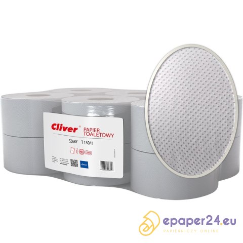 Papier toaletowy Cliver 130m 1w makulatura szary (12) Papier toaletowy Cliver 130m 1w makulatura szary (12)