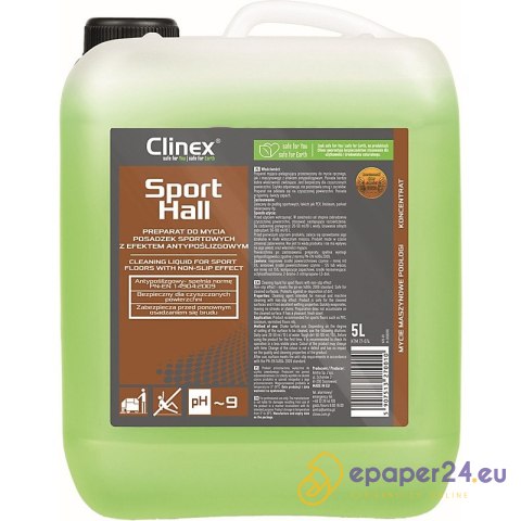Preparat Clinex Sport Hall 5L (do mycia powierzchni hal sportowych) Preparat Clinex Sport Hall 5L (do mycia powierzchni hal sportowych)