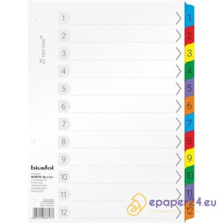 Przekładki kartonowe Biurfol A4 1-12 numeryczne