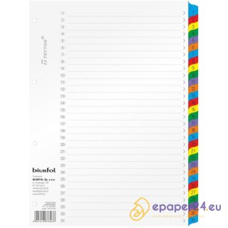 Przekładki kartonowe Biurfol A4 1-31 numeryczne