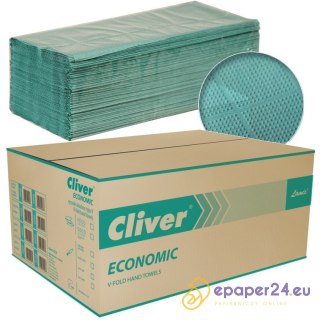 Ręczniki składane Cliver Economic V-Fold 1w makulatura zielone (20x200)