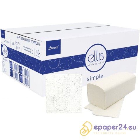 Ręczniki składane Ellis Simple V-Fold 2w celuloza białe (20x150) Ręczniki składane Ellis Simple V-Fold 2w celuloza białe (20x150)
