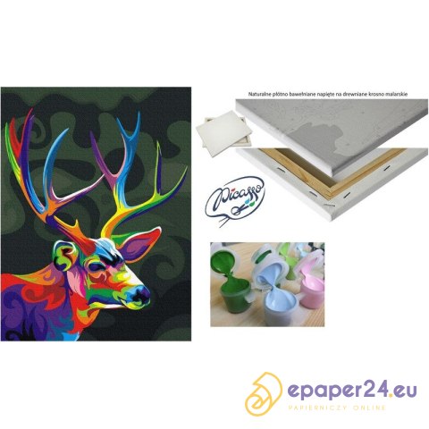 Zestaw Malowanie po numerach Ipicasso 30x40 cm Kolorowy jeleń Zestaw Malowanie po numerach Ipicasso 30x40 cm Kolorowy jeleń