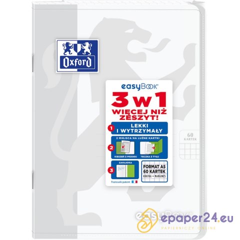 Zeszyt Oxford Easybook A5/60k kratka mix kolorów Zeszyt Oxford Easybook A5/60k kratka mix kolorów