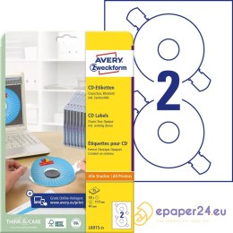 ETYKIETY A4 AVERY CD/DVD BIAŁE MATOWE (25)
