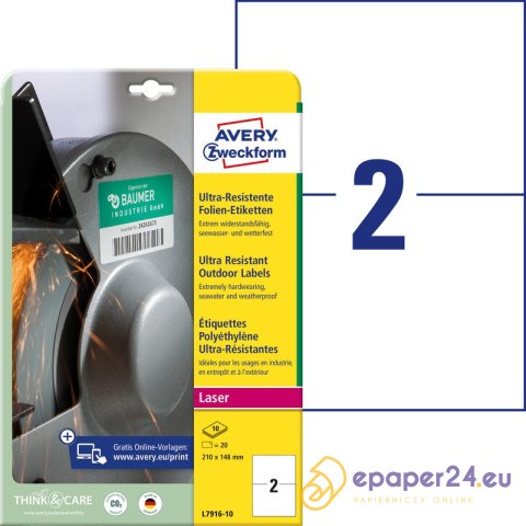 ETYKIETY A4 AVERY 210*148mm POLIETYLEN BIAŁE (10) ETYKIETY A4 AVERY 210*148mm POLIETYLEN BIAŁE (10)