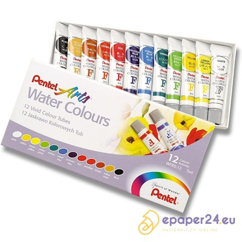 Farby akwarelowe Pentel Arts 12 kolorów Farby akwarelowe Pentel Arts 12 kolorów