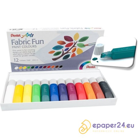 Farby do tkanin Pentel Fabric Fan 12 kolorów Farby do tkanin Pentel Fabric Fan 12 kolorów