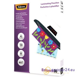 Folia laminacyjna Fellowes A4/80µm matowa (100)