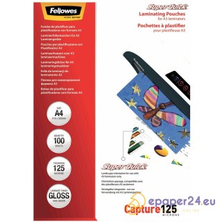 Folia laminacyjna Fellowes SuperQuick A4/125µm błyszczaca (100)