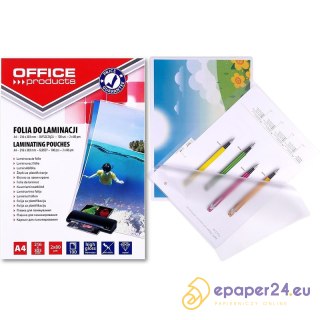 Folia laminacyjna Office Products A4 2x80µm błyszcząca (100)