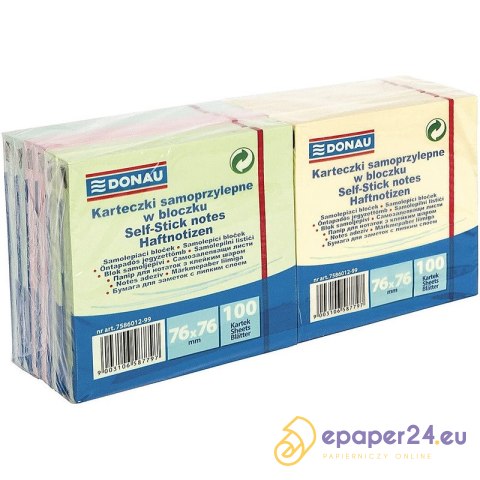Karteczki Donau 76x76mm mix kolorów (12x100) Karteczki Donau 76x76mm mix kolorów (12x100)