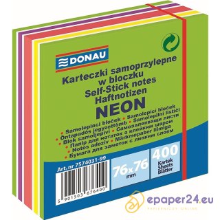 Karteczki Donau 76x76mm neon mix kolorów (400)