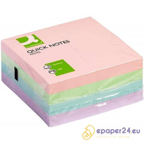 Karteczki Q-Connet 76x76mm pastel 4 kolory (4x100) Karteczki Q-Connet 76x76mm pastel 4 kolory (4x100)