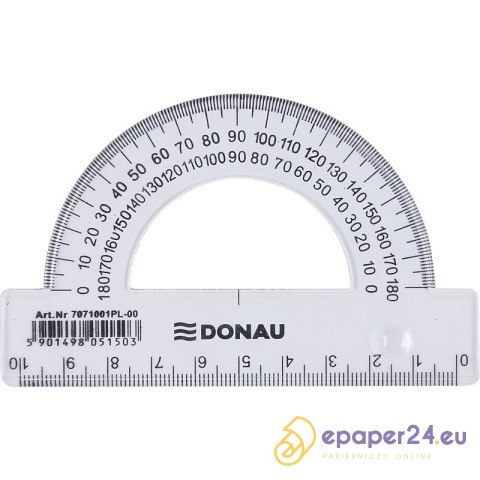 Kątomierz plastikowy Donau 10cm 180° transparentny Kątomierz plastikowy Donau 10cm 180° transparentny