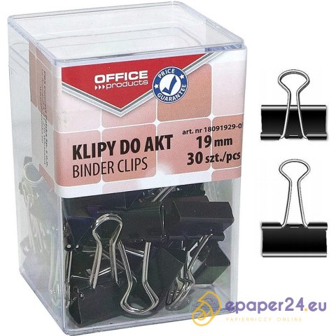 Klipy do dokumentów Office Products 19mm czarne (30) Klipy do dokumentów Office Products 19mm czarne (30)