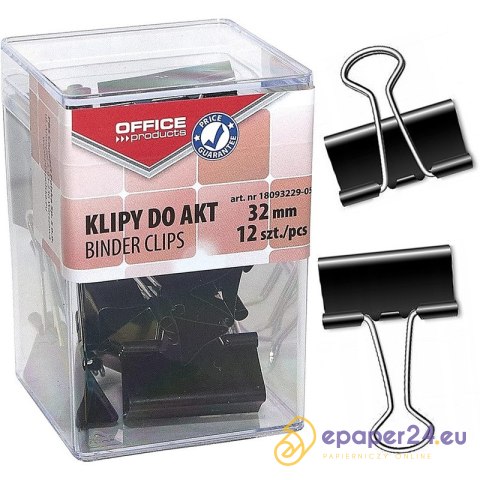 Klipy do dokumentów Office Products 32mm czarne (12) Klipy do dokumentów Office Products 32mm czarne (12)