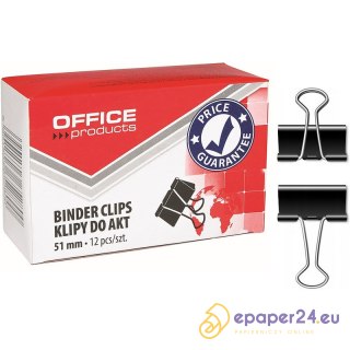 Klipy do dokumentów Office Products 51mm czarne (12)