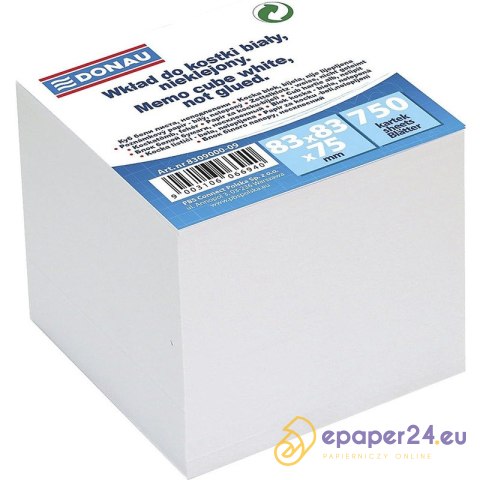 Kostka papierowa Donau 83x83x75mm nieklejona biała Kostka papierowa Donau 83x83x75mm nieklejona biała