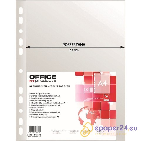 Koszulki Office Products A4/90µm poszerzane groszkowe (50) Koszulki Office Products A4/90µm poszerzane groszkowe (50)