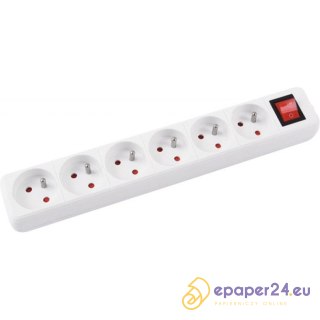 Listwa zasilająca Office Products 5m/6g biała