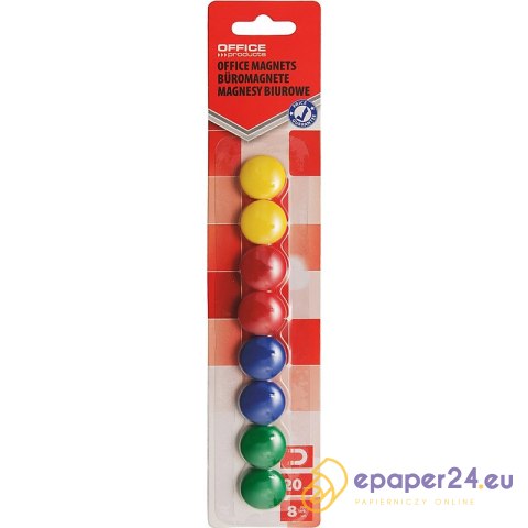 Magnesy do tablic Office Products śr.20mm mix kolorów (8) Magnesy do tablic Office Products śr.20mm mix kolorów (8)