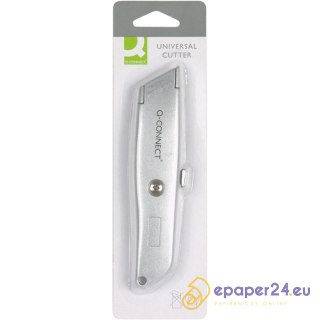 Nóż tapicerski Q-Connect metalowy z blokadą srebrny