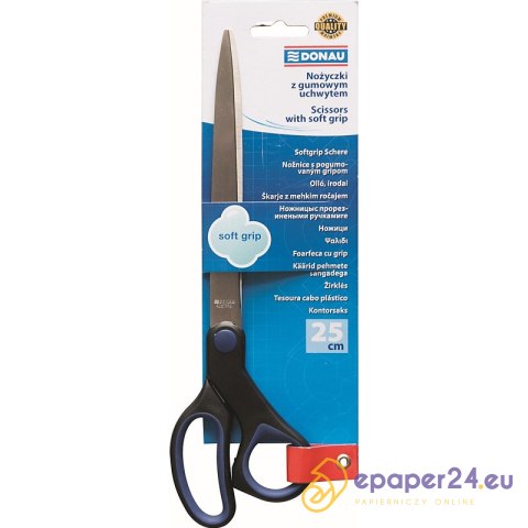 Nożyczki Donau Soft Grip 25cm czarno-niebieskie Nożyczki Donau Soft Grip 25cm czarno-niebieskie
