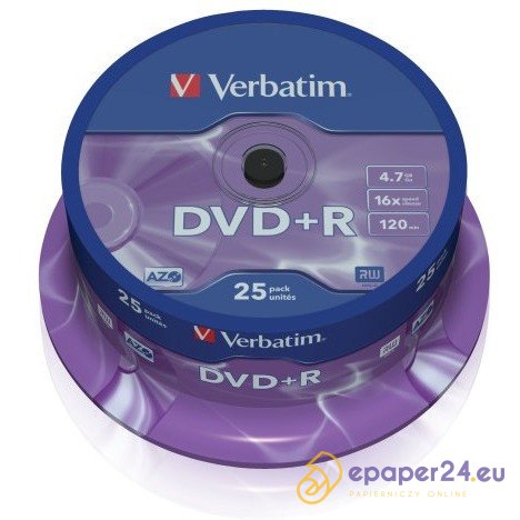 PŁYTY VERBATIM DVD+R cake25 PŁYTY VERBATIM DVD+R cake25