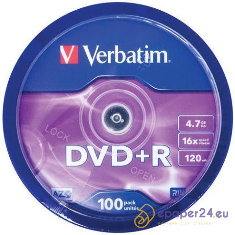 PŁYTY VERBATIM DVD+R cake100 PŁYTY VERBATIM DVD+R cake100