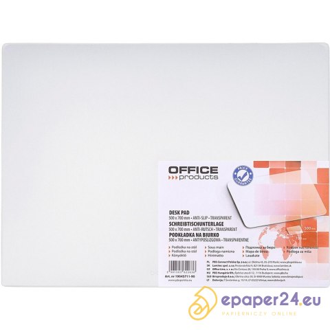Podkład na biurko Office Products 50x70cm transparentny Podkład na biurko Office Products 50x70cm transparentny