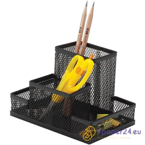Przybornik na biurko Q-Connect 4 komory metalowy czarny Przybornik na biurko Q-Connect 4 komory metalowy czarny