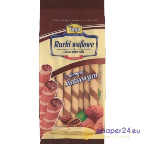 RURKI WAFLOWE TAGO z KREMEM KAKAOWYM 160g RURKI WAFLOWE TAGO z KREMEM KAKAOWYM 160g