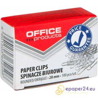 Spinacze biurowe Office Products 28mm okrągłe (100)