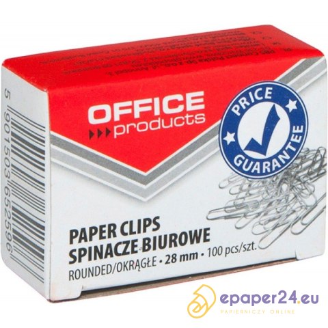 Spinacze biurowe Office Products 28mm okrągłe (100) Spinacze biurowe Office Products 28mm okrągłe (100)