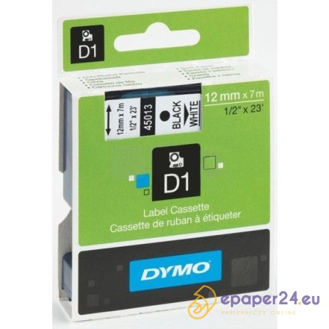 TAŚMA DYMO D1 12mm/7m (CZARNY TEKST) BIAŁA TAŚMA DYMO D1 12mm/7m (CZARNY TEKST) BIAŁA