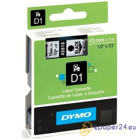 TAŚMA DYMO D1 12mm*7m PRZEZROCZYSTA (CZARNY TEKST) TAŚMA DYMO D1 12mm*7m PRZEZROCZYSTA (CZARNY TEKST)