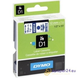 TAŚMA DYMO D1 12mm*7m BIAŁA (NIEBIESKI TEKST)