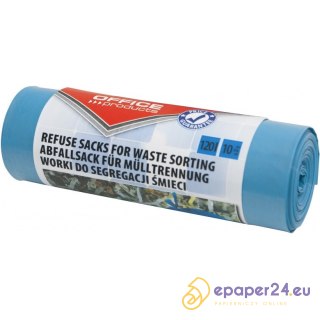 Worki na śmieci Office Products 120L LDPE niebieskie (10)