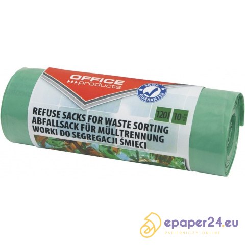 Worki na śmieci Office Products 120L LDPE zielone (10) Worki na śmieci Office Products 120L LDPE zielone (10)