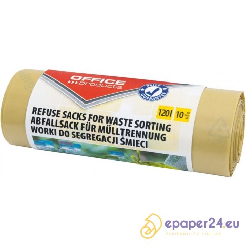 Worki na śmieci Office Products 120L LDPE żółte (10) Worki na śmieci Office Products 120L LDPE żółte (10)