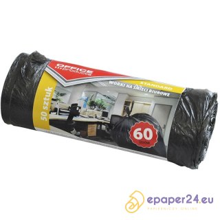 Worki na śmieci Office Products 60L HDPE czarne (50)