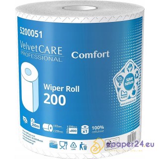 Czyściwo w rolce Velvet Care Comfort 200m 2w celuloza białe