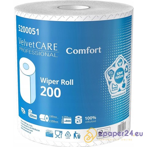 Czyściwo w rolce Velvet Care Comfort 200m 2w celuloza białe Czyściwo w rolce Velvet Care Comfort 200m 2w celuloza białe