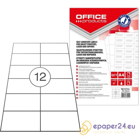 Etykiety Office Products A4 105x48mm białe (100) Etykiety Office Products A4 105x48mm białe (100)