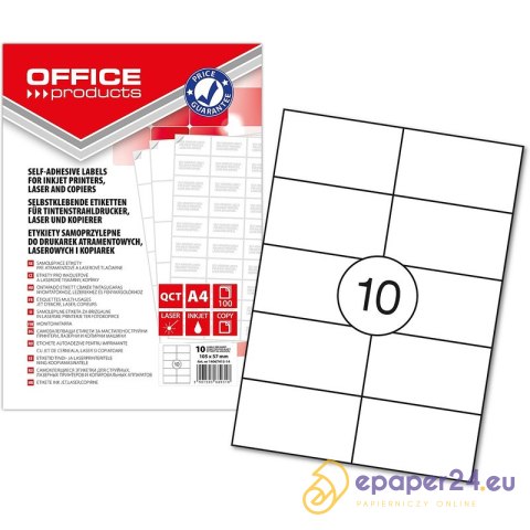 Etykiety Office Products A4 105x57mm białe (100) Etykiety Office Products A4 105x57mm białe (100)