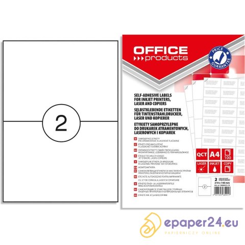 Etykiety Office Products A4 210x148mm białe (100) Etykiety Office Products A4 210x148mm białe (100)