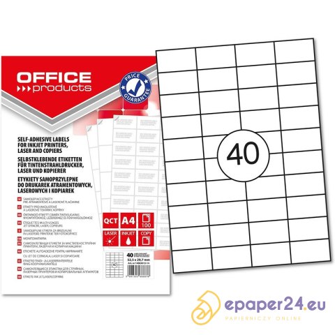 Etykiety Office Products A4 52.5x29.7mm białe (100) Etykiety Office Products A4 52.5x29.7mm białe (100)