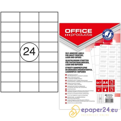 Etykiety Office Products A4 70x35mm białe (100) Etykiety Office Products A4 70x35mm białe (100)